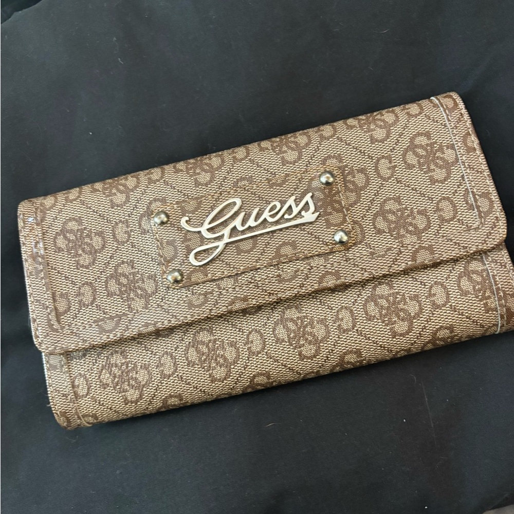 Guess Brown Embossed Long Wallet